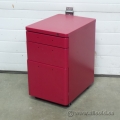 Teknion Red 3 Drawer Mobile Rolling Pedestal, Locking Teknion Red 3 Drawer Mobile Rolling Pedestal, Locking